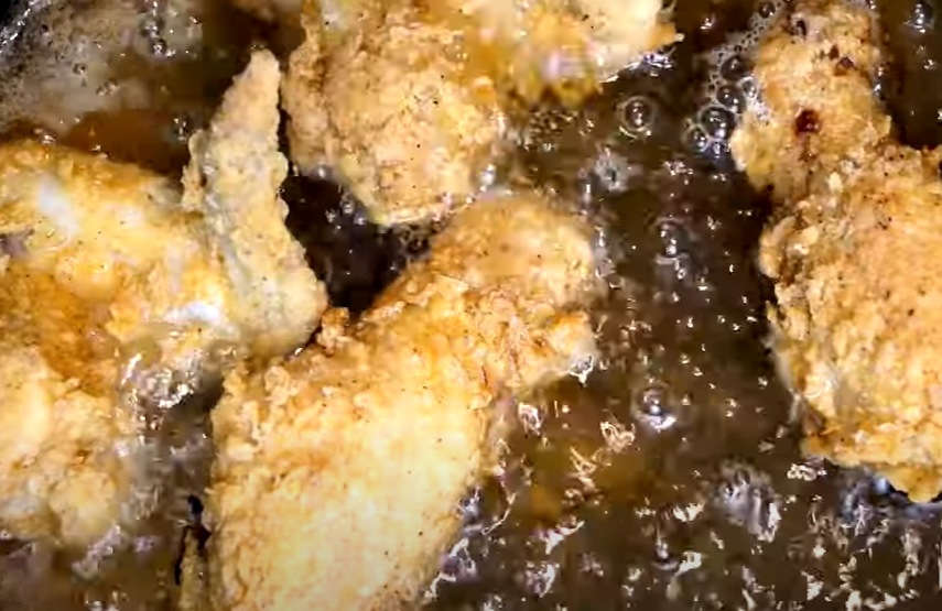 Deep fry chicken tenders